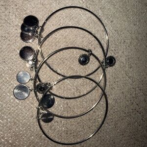 paparazzi Silver Tone Charm Bangle Bracelet Set
